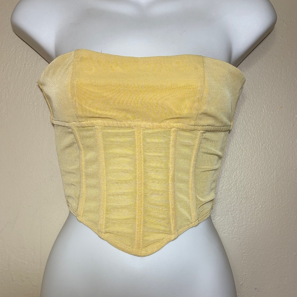 Edikted Yellow Strapless Corset Top